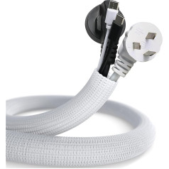 DARK EBANO 3 m Cable Sleeve Self-Closing - Diameter 19-26 mm - Cable Duct White - Cable Management for Desk, TV, Computer, Office Automotive Cable - Hide Cable - White