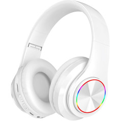 MUARRON Wireless Bluetooth Headphones, Colorful/Collapsible, High Battery Capacity/Built-in Microphone, Bluetooth 5.0/10M Range/Surround Stereo (White)