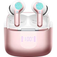 Bluetooth Headphones, Wireless Bluetooth 5.3 In-Ear Headphones with 4 Microphones, 2023 Wireless Headphones ENC Noise Cancelling Earbuds with USB-C, 40H Deep Bass Bluetooth Earphones (Pink)