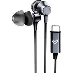 Energy Sistem Metallized Type C In-Ear-Kopfhörer (Typ-C-Anschluss, Mikrofon, Lautstärkeregler, Aluminium, recycelter Kunststoff), Schwarz