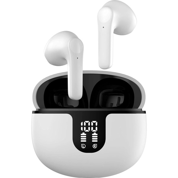 Quality Park In-Ear Headphones Wireless Bluetooth 5.2 HiFi Stereo Sound, IPX7 Waterproof, Touch Control, Noise Cancelling, 40H Playtime