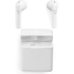 Music Sound Bluetooth Headphones Wireless Capsule In-Ear Wireless Bluetooth Headphones for Smartphones with 5-Way Charging Box - 3 Hours Autonomy - Built-in Microphone - White Pattern