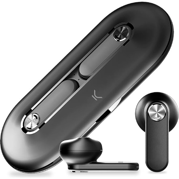 KSIX Leaf Wireless Headphones with Built-in Microphone, Multifunction Touch Control and Voice Control, Bluetooth 5.0 and Charging Box, Black