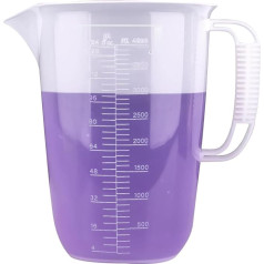 4L Plastic Measuring Cup, Homnoble 4 Litre Large Measuring Cups with Conversion Chart 1 Gallon Measuring Container with V Spout & Handle for Engine Oil Chemicals Pools Lawns