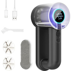 Lint Remover, 2-in-1 Portable Electric Lint Brush, USB Rechargeable Lint Shaver, Electric 3-Way Speed, 6-Blade Blade, LED Display for Various Fabrics, Perfect