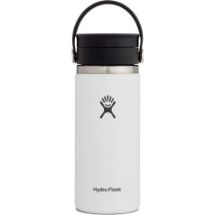 HYDRO FLASK - Travel Thermos 473ml (16oz) - Vacuum Insulated Stainless Steel Thermos - Leak-proof Flex Drinking Lid - Thermos for Coffee - Size Opening - White