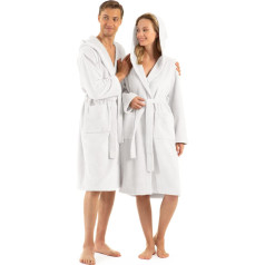 ENGLISH HOME Women's Fluffy Bathrobe with Hood Made of Cotton, Terry Towelling Sauna Gown Unisex Sauna Coat Women with Long Belt S/M - L/XL