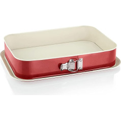 Grizzly Springform Cake Tin, Square Baking Tin, 35 x 24 cm, Red/Cream, with Leak-Protection, Non-Stick Coating, Large, Tall Rectangular Cake Tin