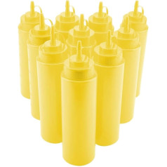 Joyzan Spice Bottles, 720ml Plastic Squeeze Spice Dispenser Leak-proof Splash Bottle Refillable Container for Sauce Oil Cream Vinegar [Yellow]