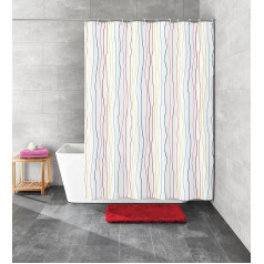 Multi Stripe Jolie Design Polyester Fabric Shower Curtain 180cm wide x200cm long