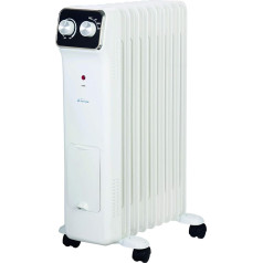 PURLINE HOTI OR2000 Oil Radiator 2000W 9 Elements Thermostat, 3 Power Levels, Electric Heater, Energy Saving, Power Regulator for Low Power Consumption, Compact and Portable, White