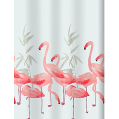 Spirella 10.16355 Textile Shower Curtain 180 x 200 cm Flamingo Design Salmon Colour
