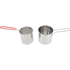 Olecranon Diversion Connector, Easy to Clean Stainless Steel, Durable Portable Multifunctional Fryer for Kitchen (3-Piece Set: Roasting Pot + Strainer Basket + Lid)