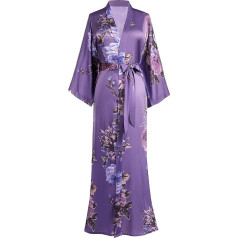 Babeyond Women's Dressing Gown Kimono Flowers Branch Printed Maxi Long Ladies Bathrobe Pear Flowers Beach Jacket Bridal Hen Night Party Sleep Robe