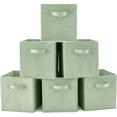 EZOWARE Foldable Cube Storage Boxes, Set of 6, Foldable Storage Box, Pastel Green