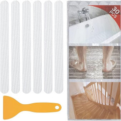 30 Pieces Bathtub Stickers, Non-Slip Adhesive Strips for Bathroom, Floor, Tub, Stairs, Ladders, Pools Boats, Bathtub Appliques for Adults and Children with Scraper (Clear)