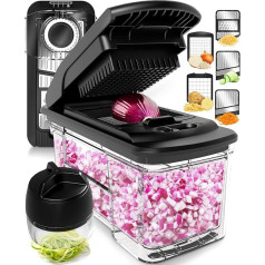 Vegetable Cutter Mandolin Vegetable Slicer - Vegetable Cutter Onion Cutter Potato Cutter Fruit Cutter - Vegetable Chopper Cutter Dicer (All-in-1 Stainless Steel - Black)