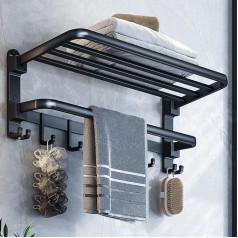 Towel Rail No Drilling 2-in-1 Towel Rail Bathroom Guest Towel Holder Wall Brushed Stainless Steel Bath Towel Holder