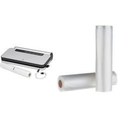 WMF Lono Vacuum Sealer 90 W, Film Sealer with Removable Film Box & Amazon Basics 22 cm x 500 cm, 2 Rolls for Vacuum Sealer, Plastic, Clear