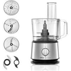 Ufesa Quick Slicer Multifunctional Food Processor 10-in-1, 1200W, 1.5L Capacity, Stainless Steel Housing, x3 Double-Sided Discs, x1 Cutting Knife, x1 Mixing Spoon