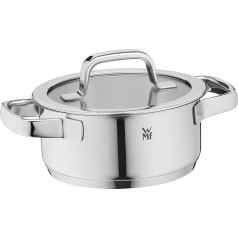 WMF Compact Cuisine High Cooking Pot 16 cm Glass Lid Cromargan Polished Stainless Steel Inside Scale Stackable Pot Induction