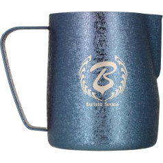 Barista Space Polished Silver Milk Jug optimal für Latte Art mit präziser Ausgusstülle, leicht und handlich, empfohlen von Weltmeistern – silverBlue - 600ml