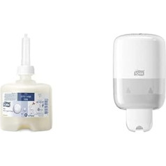 Tork 420502 Mild Mini Liquid Soap, 8 x 475 ml & Mini Soap Dispenser for Liquid Soap, Shampoo, Lotion and Toilet Seat Cleaner, Elevation - 561000 - Compact, Economical S2 Dispenser System, White