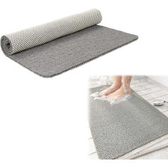 DBOO Loofah Shower Mat, Bath Mat, Non-Slip for Indoor Shower, Anti Mould, PVC Bath Mat for Bathroom, Wet Shower Areas (40 x 60 cm, Grey)