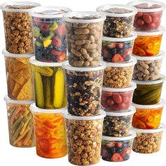 JoyServe Airtight Storage Jars with Lids - 48 Sets of 54 Lids, 24 Storage Jars with 32 Oz and 24 with 16 Oz Capacities, Food Storage Containers with Lids, BPA-Free, Dishwasher and Microwave Safe