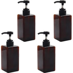 Kitchnexus Soap Dispenser, Pump Bottles, 4 Pack 450ml Empty Plastic Bottles for Shampoo, Lotion, Liquid Soap, Shower Gel, Bathroom, Kitchen (Brown)