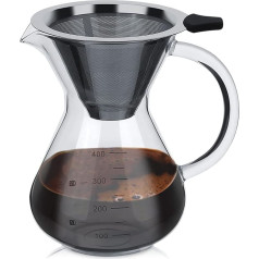 Pour Over Coffee Machine, Coffee Machine Carafe Coffee Filter Coffee Stainless Steel Hand Filter, Manual Drip Coffee Machine (400 ml)