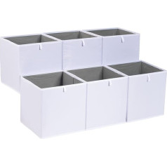 Amazon Basics Collapsible Fabric Storage Cubes - 33 x 38 x 33 cm - White - Pack of 6