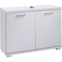 byLIVING Vanity Unit NEBRASKA / Matt white body / 2 doors high-gloss white / Standing Bathroom Sink Cabinet / WABU 2-door / W 80, H 59, D 31.5 cm