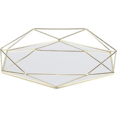 Decorative Hexagonal Gold Desk Tray for Bathroom Mirror, Three-Dimensional Metal Storage Tray, Cosmetic Organiser, Household (#1)