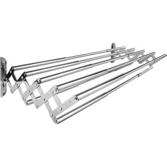 ILIKEPOW Extendable Clothes Airer Stainless Steel Clothes Dryer Towel Rail Balcony Clothes Dryer 42-70cm Width Chrome