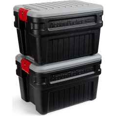 Rubbermaid ActionPacker Lockable Storage Boxes 24 Gal - 2 Pack Black, Mica, Red