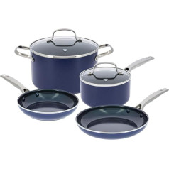 Blue Diamond, 6 Piece Diamond Particles Ceramic Set - As Seen On TV | Pots + Lids + Pans |