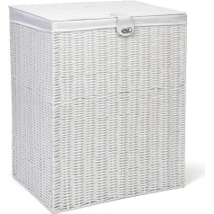 Arpan Large Laundry Clothes Basket with Lid and Lining Storage Basket with Removable Lining, - White