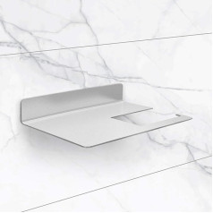 tradeNX Toilet Roll Holder with Shelf - Matte Stainless Steel 27 cm - Toilet Roll Holder for Gluing/No Drilling - 27 x 12.5 x 4 cm
