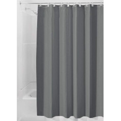 iDesign Solid Poly fabric shower curtain, waterproof curtain with reinforced hem, washable polyester bath curtain 180.0 cm x 200.0 cm, dark grey