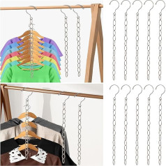 DFQHSCTE Pack of 10 Space Saving Clothes Hangers, Metal Wardrobe Organisers, Smart Space Saving Storage Chains, Closet Organizer and Storage, Bedroom Storage Ideas