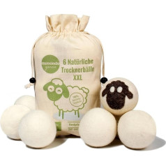 aumondo Dryer Balls for Tumble Dryers - 6 XXL Extra Large Felt Balls made of Sheep's Wool, the Natural Fabric Softener Ideal for Down Jackets Dryer Balls for Down