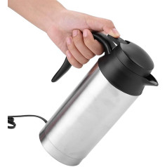750 ml Car Kettle, 24 V Electric Stainless Steel Travel Kettle, Kettle with Cigarette Lighter, Kettle with Automatic Shut-Off, Silver Car Heating Bottle