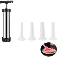 Xinlie Beeketal Sausage Filler, Manual Sausage Filler, Sausage Filling Tubes for Homemade Sausage Stuffing Tool with 5 Funnel Nozzles, for Homemade Sausages, for Home Kitchen, DIY Kitchen