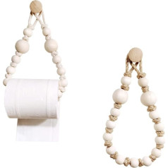 Ykendz Wooden Beads Toilet Paper Holder, Toilet Paper Holder, Towel Roll Holder, Tissue Hanger for Home, Bathroom, Toilet Paper Stand, Wall Decoration Decorations, Pack of 2