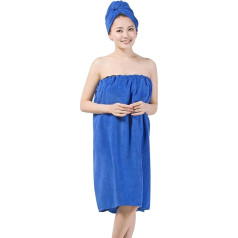 Women's Bath Towel and Shower Cap Set, Hair Towel Bathrobe with Velcro Fastening Sauna Towel Quick-Drying Microfibre Adjustable Sauna Sarong Sauna Towel Sauna Kilt Sports Towel - One Size