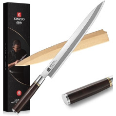 XINZUO 30 cm Sashimi Knife X7Cr17MoV Stainless Steel, Traditional Japanese Crafts, Yanagiba Filleting Knife, Single Chamfer Blade, Professional Chef, Fish Knife, Ebony Handle with Birch Wood Sheath