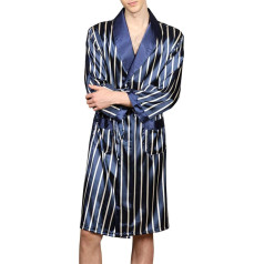 YOUTHUP Men's Dressing Gown Smooth Long Bathrobe Lightweight Dressing Gown Nightwear with Belt Scarf Lapel Pyjamas