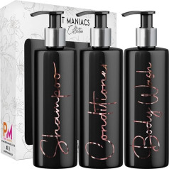 Print Maniacs Mrs Hinch Inspired Black Personalised Pump Bottle Set 3 (Rose Gold, F2)