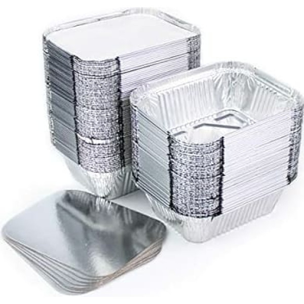 Miamex 100 x Aluminium Disposable Food Freezing Cooking Bowls with Lids (250ml)